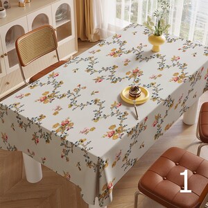 Floral Tablecloths for Dining Room, Cottagecore Kitchen Decor Table Cloths, Vintage Botanical Table Cover, Spring Summer Table Linens