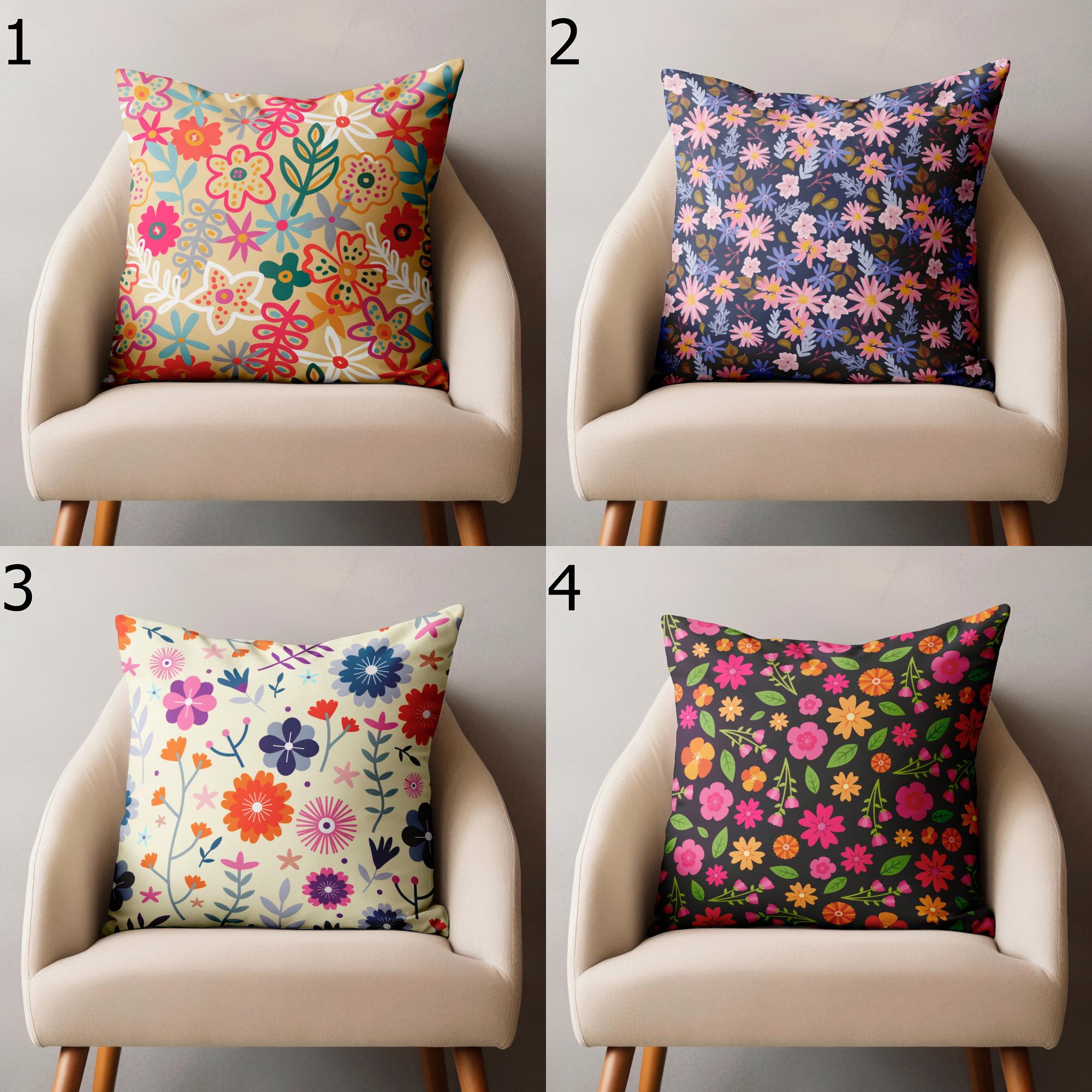 MaSiledy Cooling Pillow Cases - 16x16 Inch Linen Floral Covers, Oil Painting Garden Design, Zipper Closure