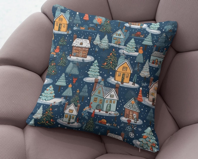 Vintage Christmas Pillow Covers, Christmas Pine Tree Cushion Cover, Modern Vintage Xmas Pillow Cover, Holly Pine Tree Pillow Cover 3