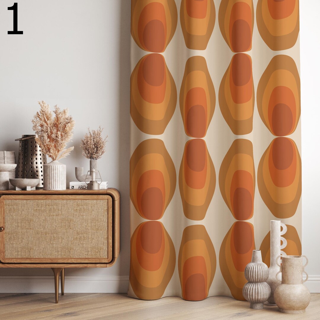 Retro Modern Curtains, Mid Century Modern Curtain Panels, 80s Retro ...