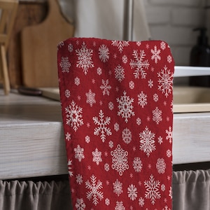Toalha de prato de flocos de neve de Natal, toalhas de chá de Natal, toalha xadrez de búfalo de Natal, toalha de mão vermelha de azevinho, toalha de cozinha de Natal