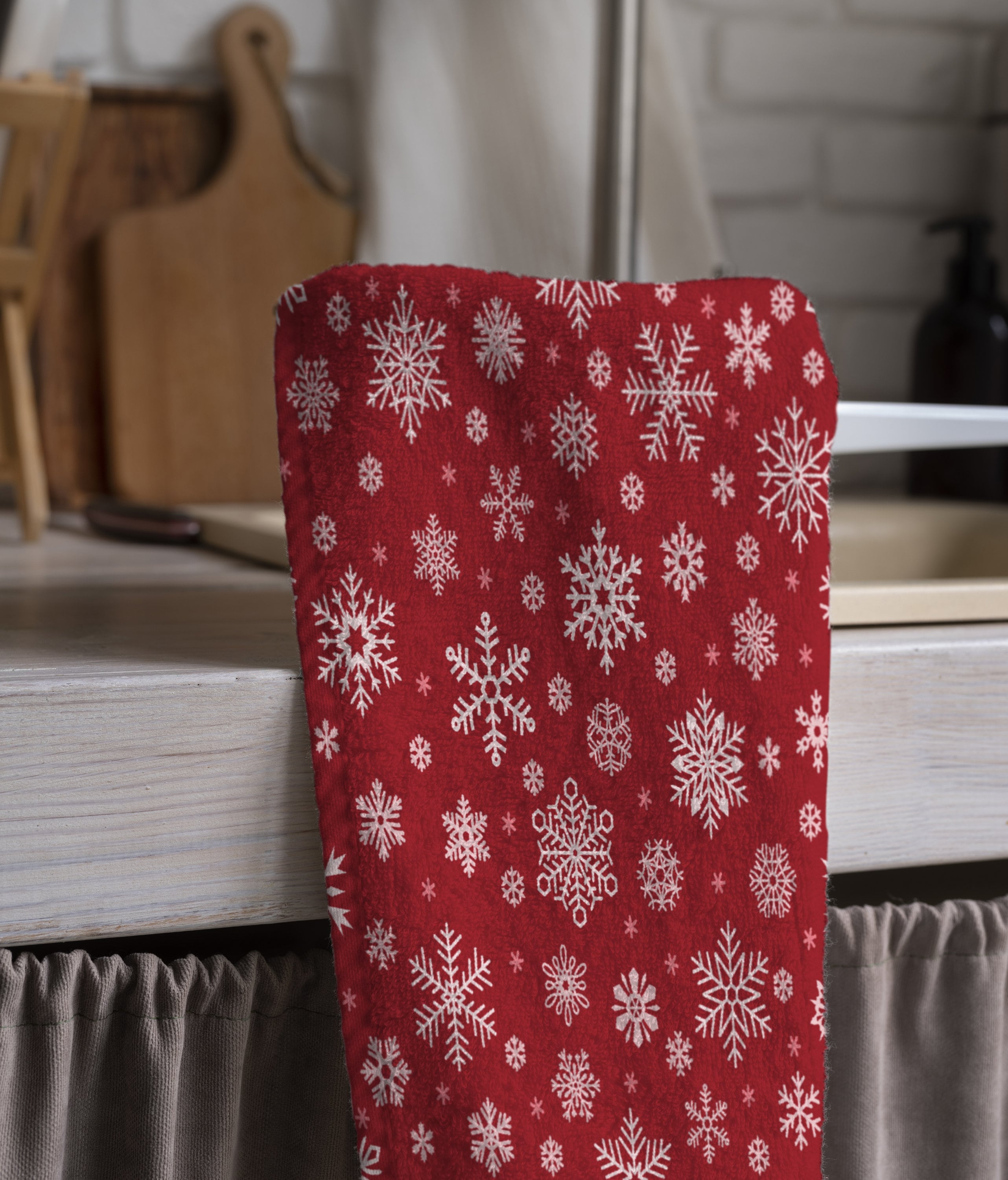 Christmas Snowflakes Red Print Dish Cloths 6 Pack Dish Towels