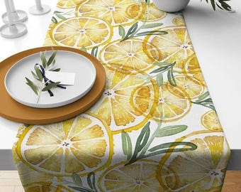 Lemon Table Runner, Yellow Lemon Table Runner, Kitchen Table, Decorative Table Runner, Kitchen Dining Table Runner, Yellow Runner