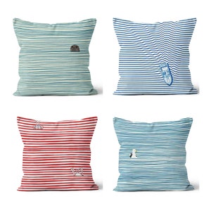 Nautical Pillow Cover, Sea Life Decoration, Beach House Pillow Cover, Navy Marine Pillow Cover, Nautical Themed Cushion, Summer Pillow