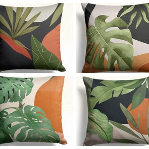 Abstract Leaves Cushion Covers, Modern Abstract Cushion Covers, Tropical Abstract Cushion Covers, Botanical Giant Leaves Print Cushion Cover