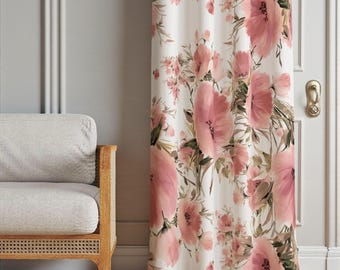 Floral Curtain Panels, Vintage Style Floral Curtains, Country Floral Print Curtains, Powder Flowers Window Curtains,  Vintage Floral Drapes