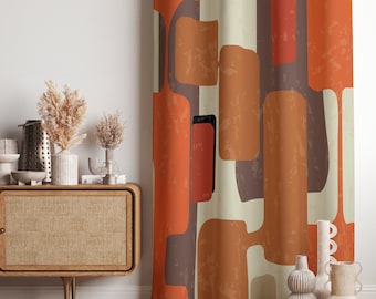 ミッドセンチュリーモダンカーテン、ファンキーレトロカーテンパネル