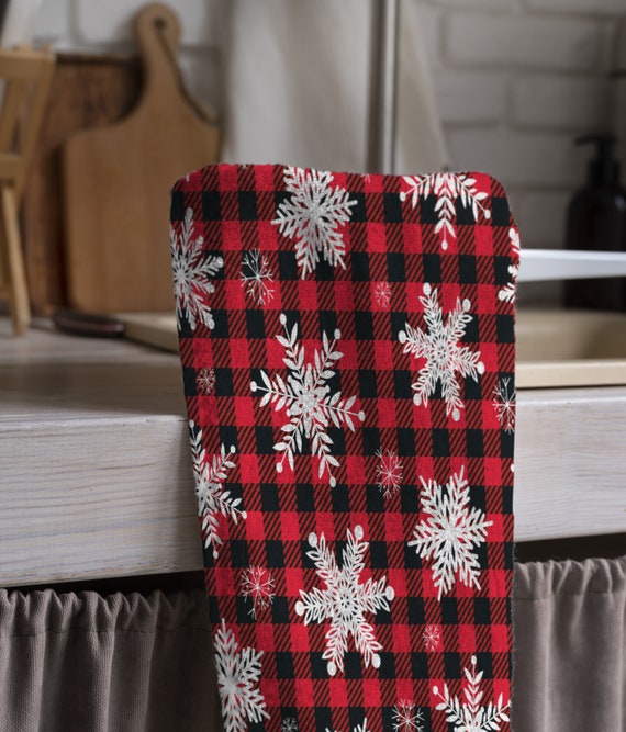 Christmas Plaid Tea Towels, Xmas Dish Towel, Christmas Buffalo