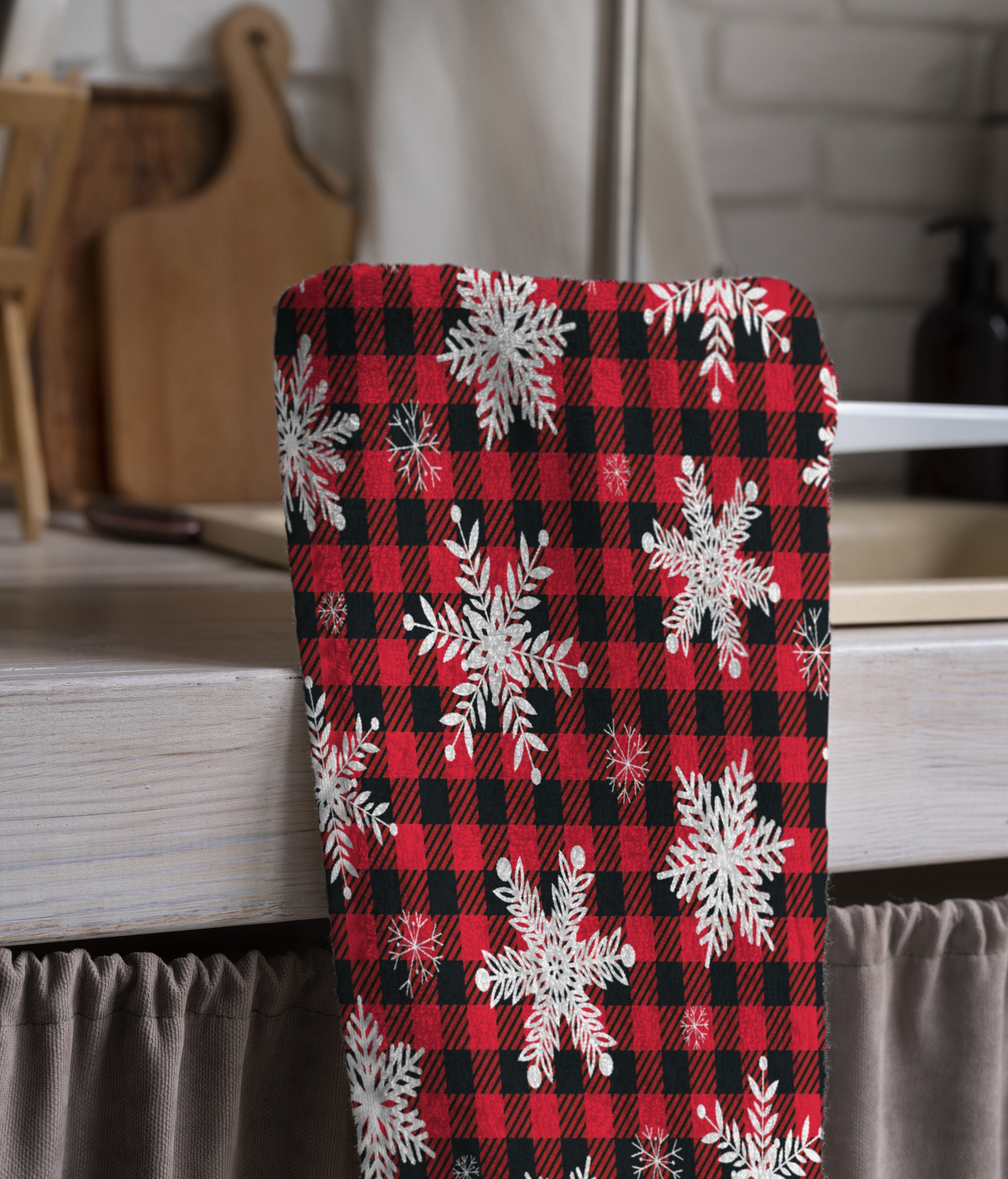 Christmas Kitchen Towels Buffalo Check Plaid Dish Towels Winter Snowflake  Truck Hand Towels Farmhouse Tea Towels Christmas Decorations for Kitchen  Xmas Gift Christmas kitchen decor winter decor