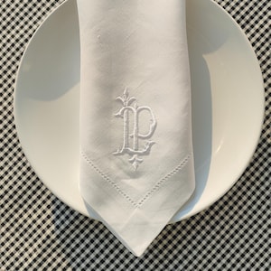 Servilletas de lino con monograma, servilletas de lino con inicial bordada personalizada, servilletas de lino para bodas
