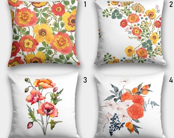 Floral Throw Pillow Case, Yellow Flowers Cushion Cover, Floral Pillow Cover, Wildflowers Pillow Covers