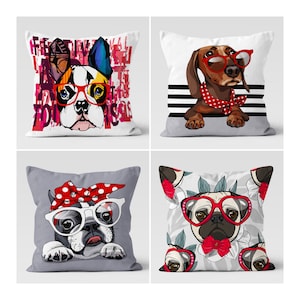 Colorful Dog Pillow Cover, Animal Print Home Decor