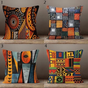 Ethnic African Style Pillow Covers, Ethnic Geometric Pillowcases, African Tribal Throw Pillow Covers, Colorful African Pillowcase