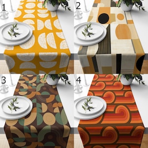 Orange Mid Century Modern Table Runner, Retro Table Runner, Mcm Table Runner, Retro Party Table Decor, 70s Table Decor, 80s Table Runners
