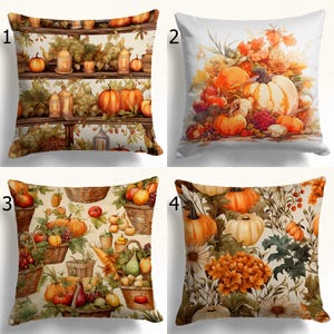 Fall Harvest Throw Pillow Covers, Autumn Pumpkin Throw Pillows, Rustic Thanksgiving Home Decor, Cozy Fall Pillowcase