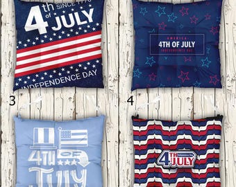 4 juli stropdas stoelkussens, 4 juli stoelkussens, Independence Day stoelkussens, American Independence Day stoelkussen met stropdassen