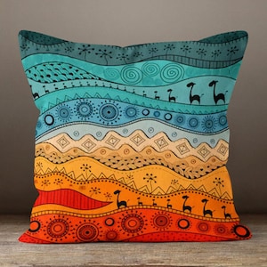 African Pillow Cover, Ethnic Home Decor, Authentic Home Decor, Digital Print Cushion Cover, African American Pillow