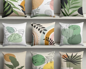 Modern Abstract Leaves Pillow Case, Minimalist Abstract Leaves Cushion Covers, Abstract Leaf Pillowcase, Abstract Leaves Throw Pillow Cover