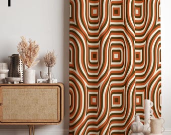 レトロ ミッドセンチュリー 昭和 モダン ドレープカーテン retro