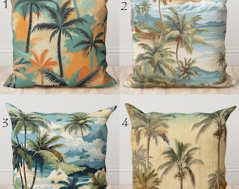 4 pezzi Federe per cuscini da esterno con stampa di piante tropicali