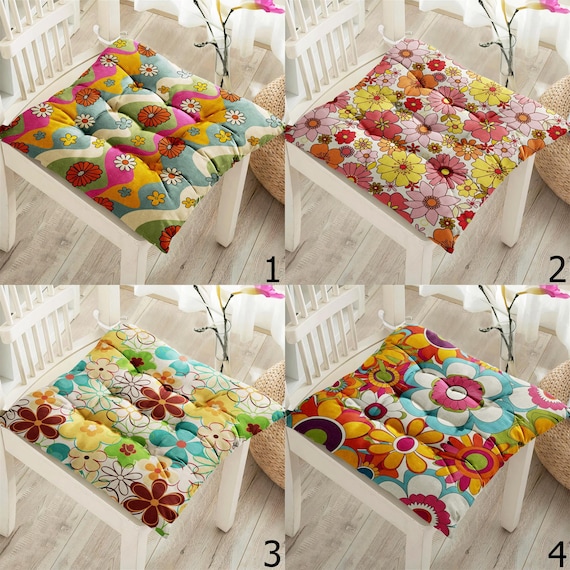 2 Cuscini Per Sedia A Forma Di U Con Fiori - Morbidi E Traspiranti In Cotone E Lino Con Lacci, 41x37 Cm, Per Cucina E Patio - 5