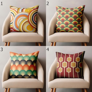 Retro Geometric Throw Pillow Covers, Vintage 70s Style Cushion Covers, Decorative Mid Century Pillowcases, Vintage Retro Home Decor
