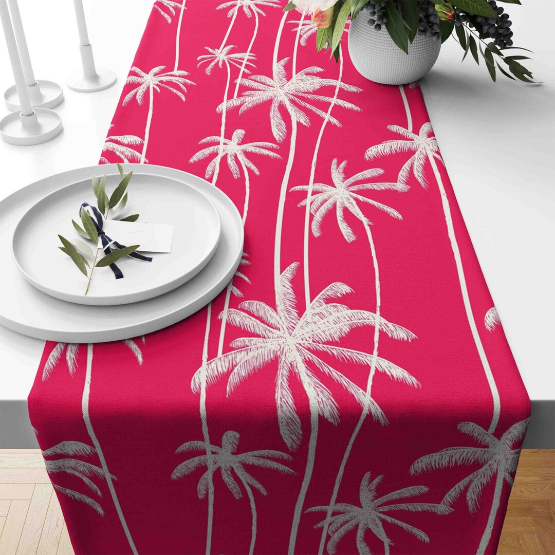 Tropical Leaf Table Runner Palm Tree Table Runner Palm Leaf Etsy