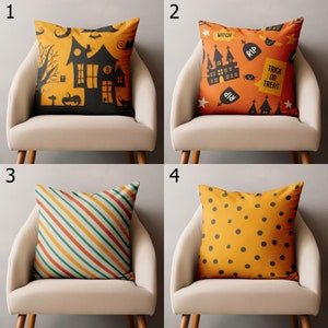 Fundas de cojín de Halloween, funda de cojín con estampado de bruja, funda de cojín naranja de Halloween "truco o trato", decoración del hogar de Halloween