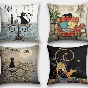 Funda de almohada para gato, Funda de almohada para gato linda, Funda de almohada con estampado de gato, Linda almohada de estampado animal, Fundas de almohada de patrón animal, Fundas de almohada para mascotas