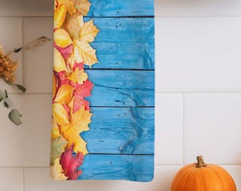 Fall Leaves Tea Towel, Autumn Dish Towels, Thanksgiving Leaf Hand Towels