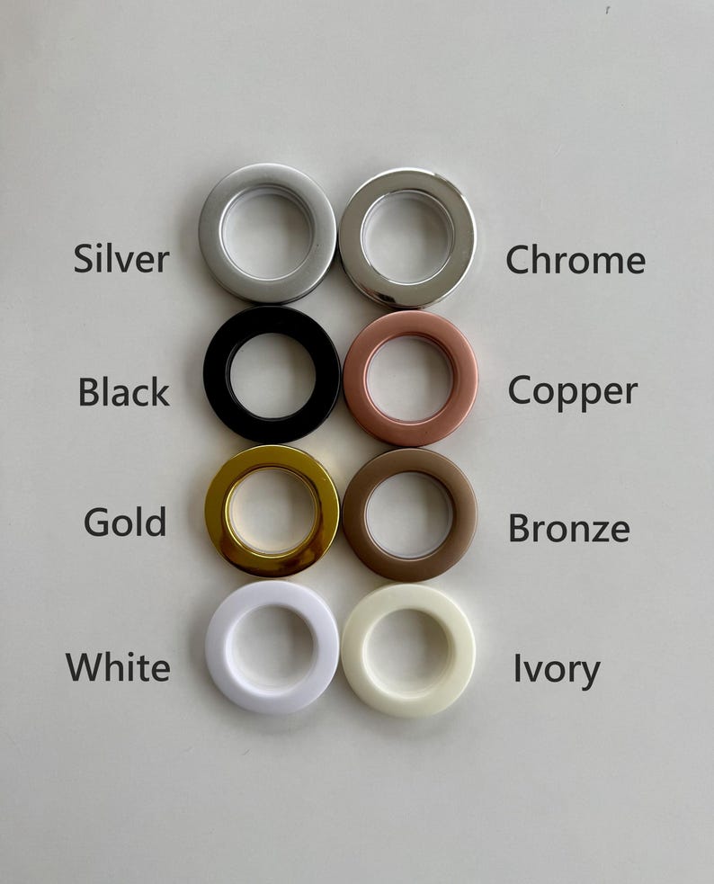 a collection of eight different colored rings or circles, each labeled with a color name such as "Silver", "Black", "Copper", "Gold", "Bronze", "White", and "Ivy".