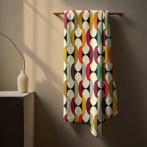 Retro Towels, 70s Retro Print Hand Towels, Mid Century Beach Towels, Mid Century Bath Towels, Mid Century Bathroom Towels Retro Beach Towel