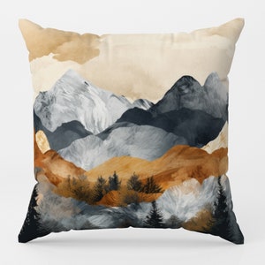 Landscape Abstract Pillow Cover, Mountains Throw Pillow Cover, Landscape Pillowcase, Landscape Cushion Cover, Mountains Home Decor