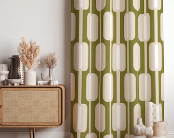 Retro 70s Curtains, Mcm Curtain Panels, Modern Art Deco Style Curtain, Retro Mcm Curtains, Mid Century Modern Curtain Panels