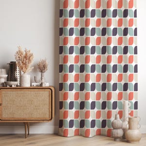 Mid Century Modern Curtain Panels, Retro Bauhaus Curtains, Mcm Curtain, Vintage Retro Style Living Room Curtain, Mod Curtains, 70s Drapes