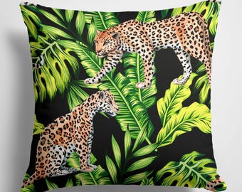 Leopard Print Pillow Cover, Tiger Pillow, Tropical Jungle Cheetah Cushion