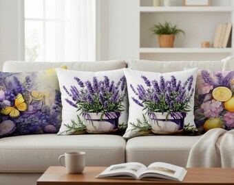 Lilac Floral Pillow Covers, Lavender Flowers Cushion Cover, Lavender Throw Pillow Cover