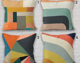 Funda de cojín abstracta colorida, funda de cojín de arte moderno, funda de almohada abstracta, funda de almohada geométrica