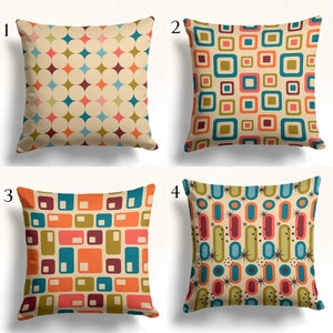 Mid Century Modern Pillow Cover, Retro Vintage Cushion Cover, 70s Style Home Decor Pillow Covers, Retro Pillowcase