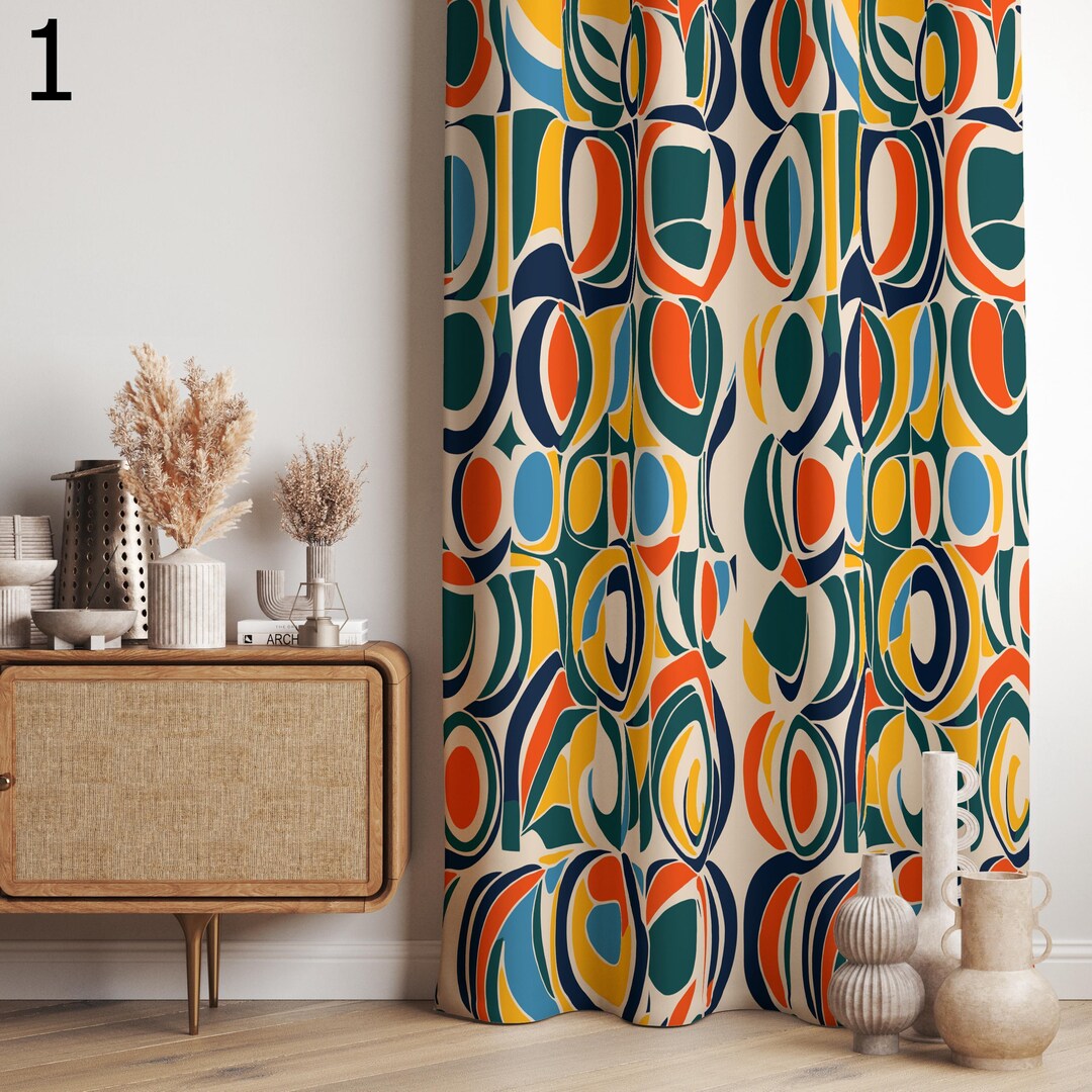 Mid Century Modern Curtain Panels, 70s Retro Curtains, Mcm Curtain ...