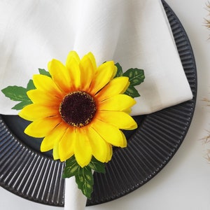 Hand Made Sunflower Napkin Ring, Sunflower Napkin Holders, Yellow Floral Napkin Rings, Flowers Napkin Holder, Sunflower Wedding Table Decor