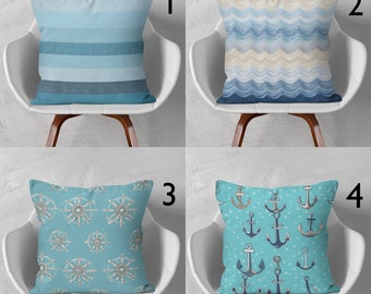 Nautical Anchor Pillow Cover, Anchor Cushion Cover, Coastal Cushion Cover, Yatch Rudder Throw Pillow Cover, Marine Pillow Case