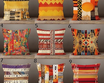 Funda de almohada africana, decoración africana para el hogar, fundas de almohada étnicas bohemias, funda de almohada auténtica