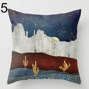 Landscape Pillow Covers, Abstract Pillows, Mountain Pillow Cover, Moon and Lake Pillow Cover, Home Decor, Modern Art Pillowcase 5