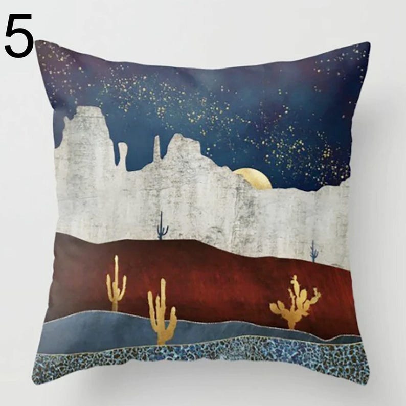 Landscape Pillow Covers, Abstract Pillows, Mountain Pillow Cover, Moon and Lake Pillow Cover, Home Decor, Modern Art Pillowcase 5