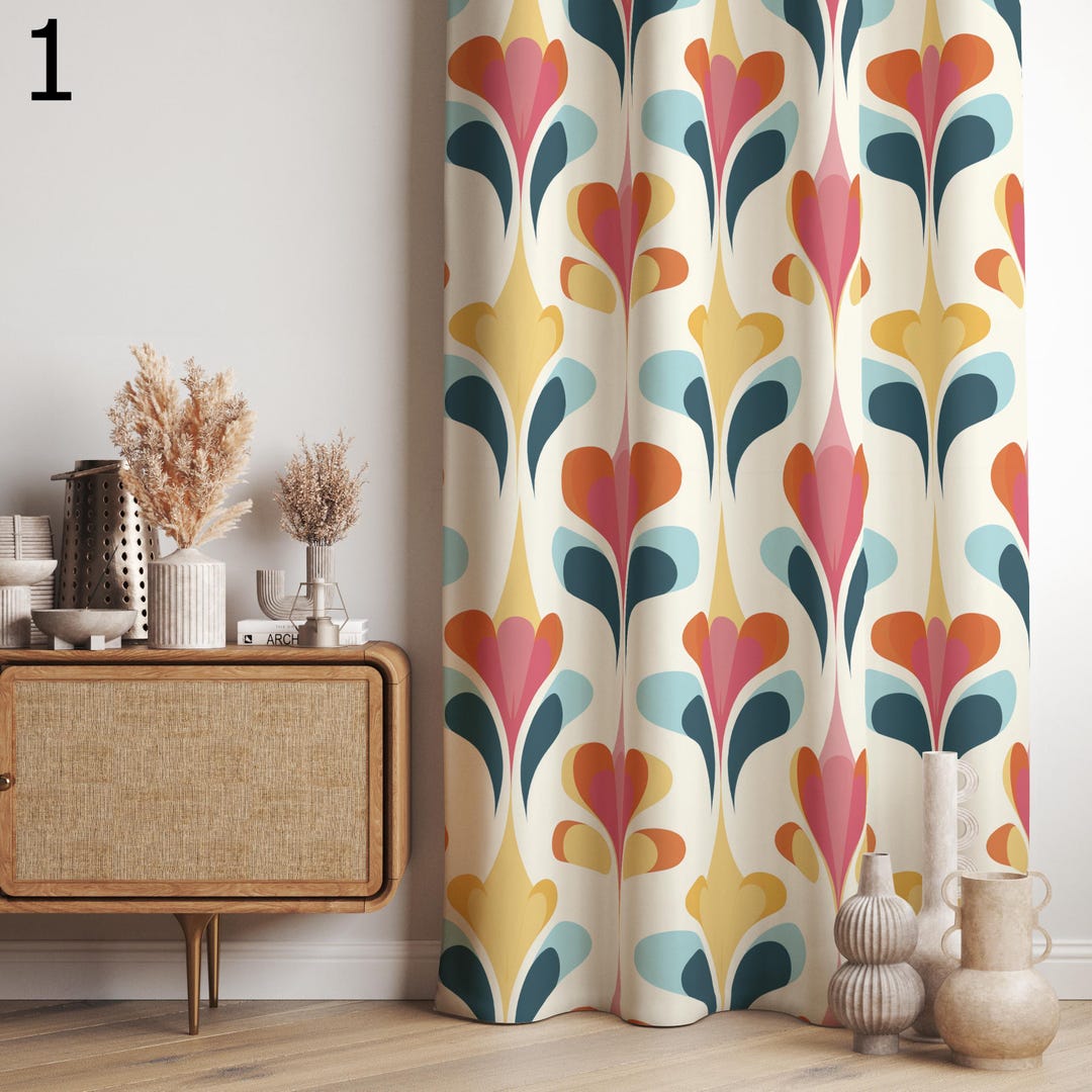 Mid Century Modern Curtain Panels, 70s Retro Curtains, Mcm Curtain ...