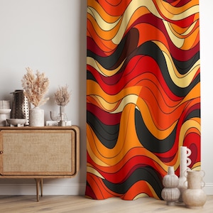 Mid Century Modern Curtain Panels, Retro Curtains, Mcm Curtain, Abstract Retro Style Living Room Curtain, Modern Curtains