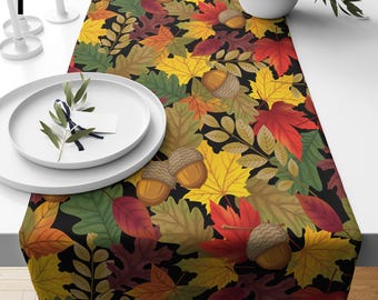 Autumn Leaves & Acorn Table Runner, Harvest Decor Runners