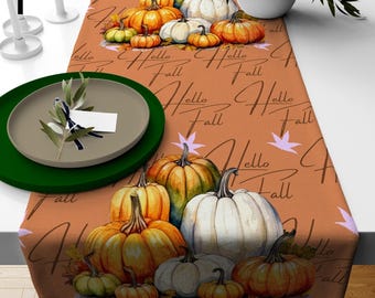 Camino de mesa de otoño, caminos de mesa de la cosecha de otoño, decoración para fiestas de Acción de Gracias
