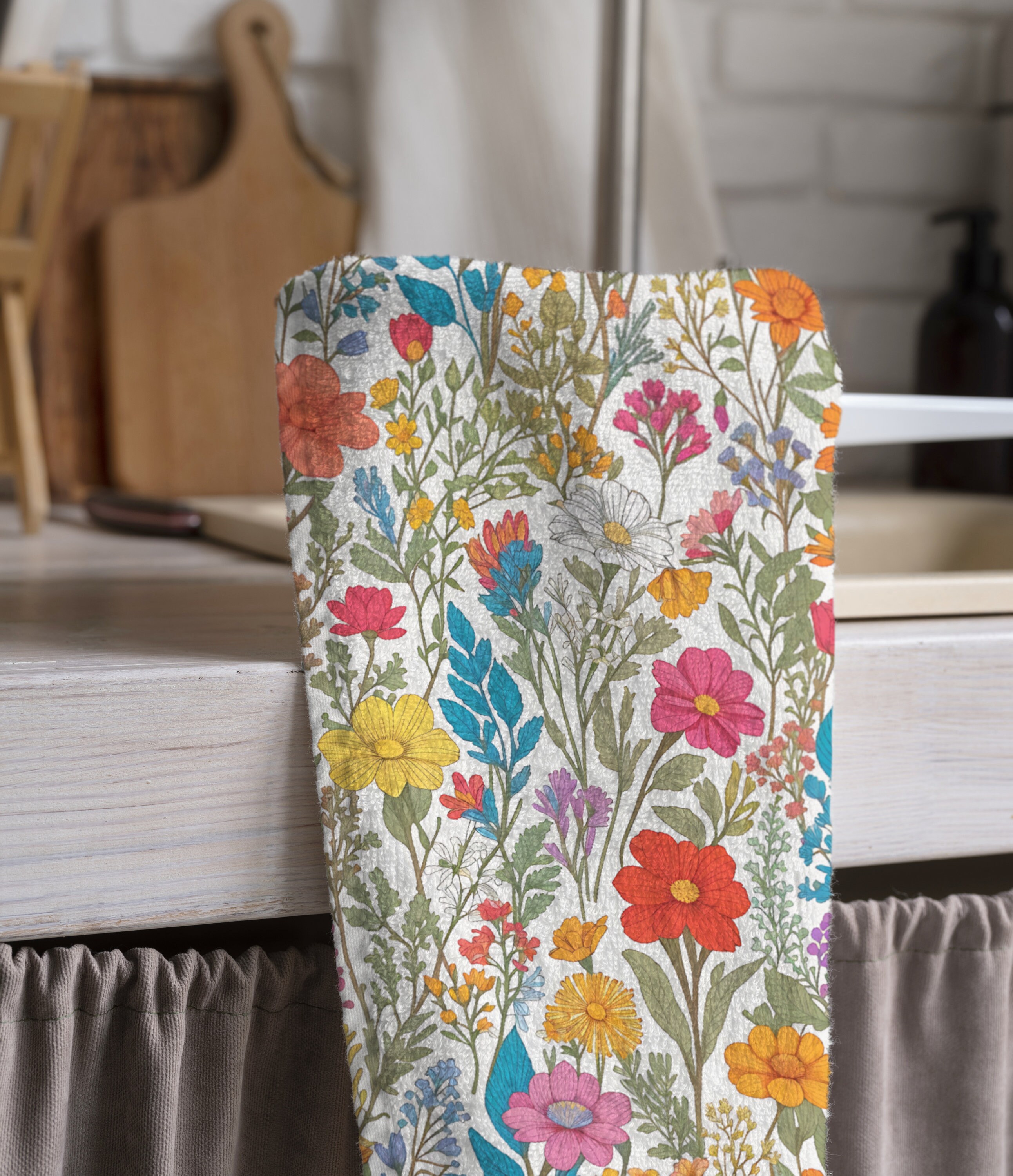 Wildflower Kitchen Towels Set Of 2 - Floral Butterfly Design, 18"x26", Absorbent & Decorative - View #6